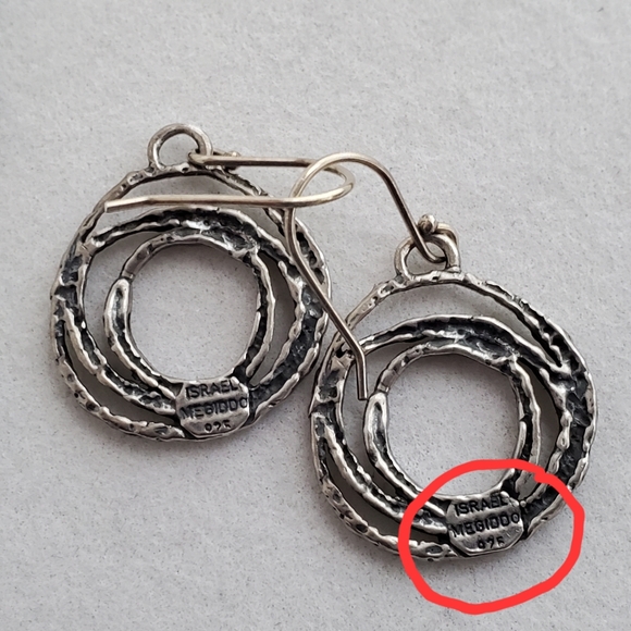 Megiddo Israel Oxidized Sterling Silver Drop Earrings Brutalist Abstract - Picture 11 of 11